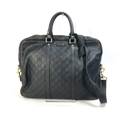 GUCCI Business bag 208463 leather Dark brown Tote Bag handbag Guccisima GG